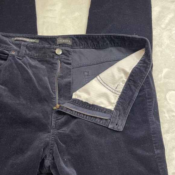 Talbots Corduroy Straight Leg Pants Women's Size 14 Indigo High Rise Cotton - Picture 9 of 11